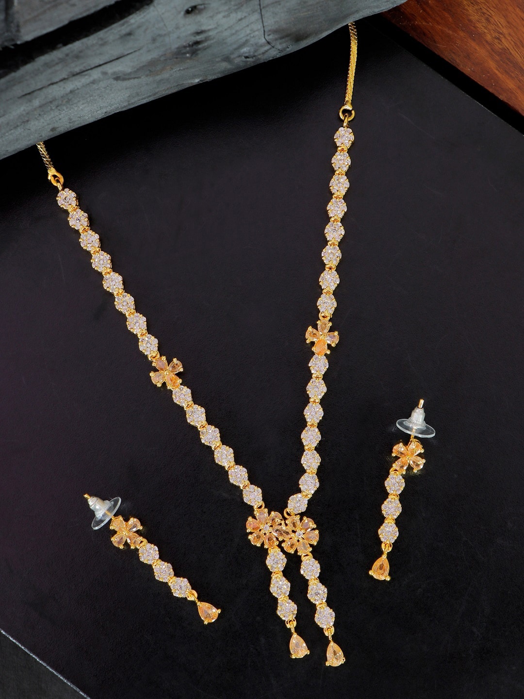 

SwaDev Gold-Plated & AD-Studded Jewellery Set