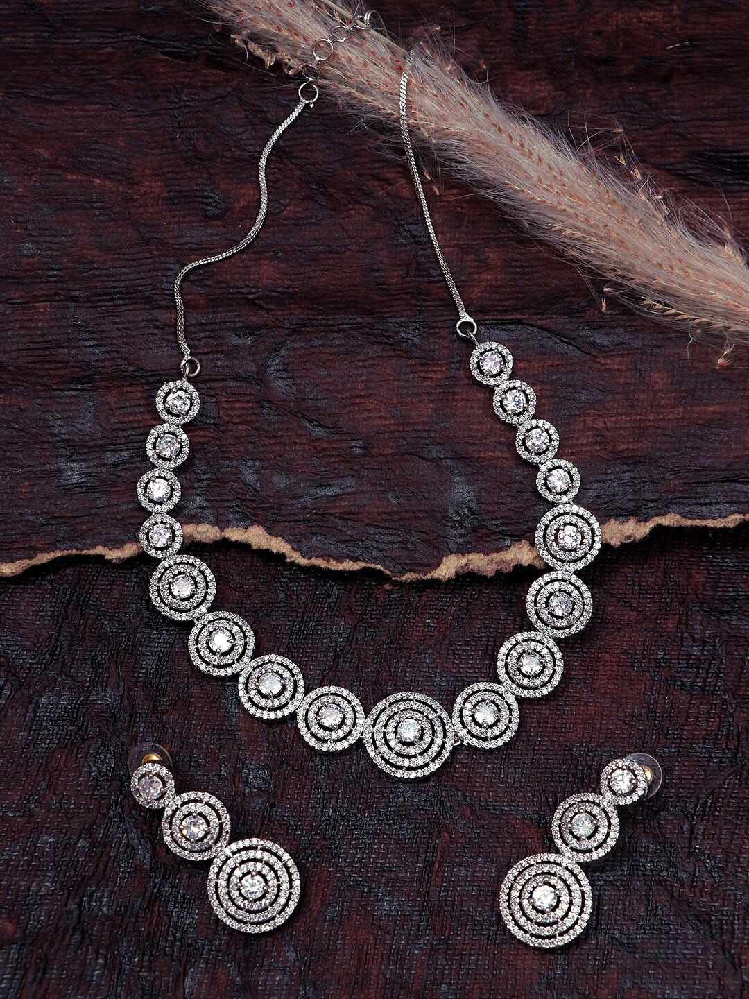 

SwaDev Silver-Plated AD Studded Jewellery Set