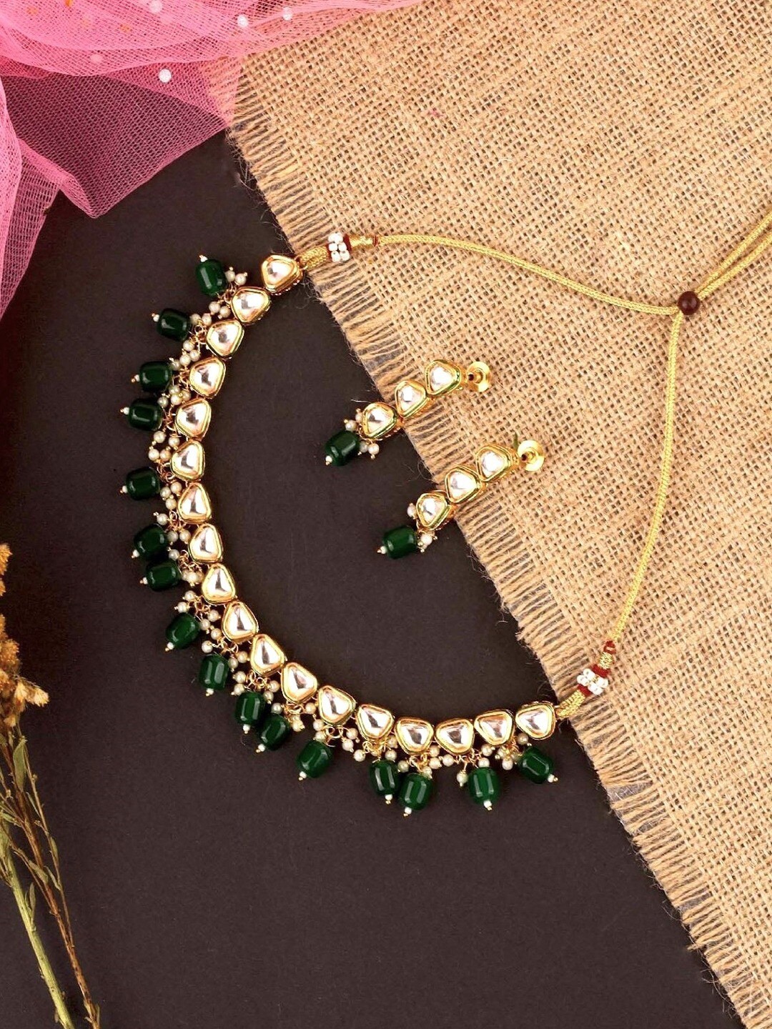 

SwaDev Gold-Plated AD-Studded Jewellery Set, Green