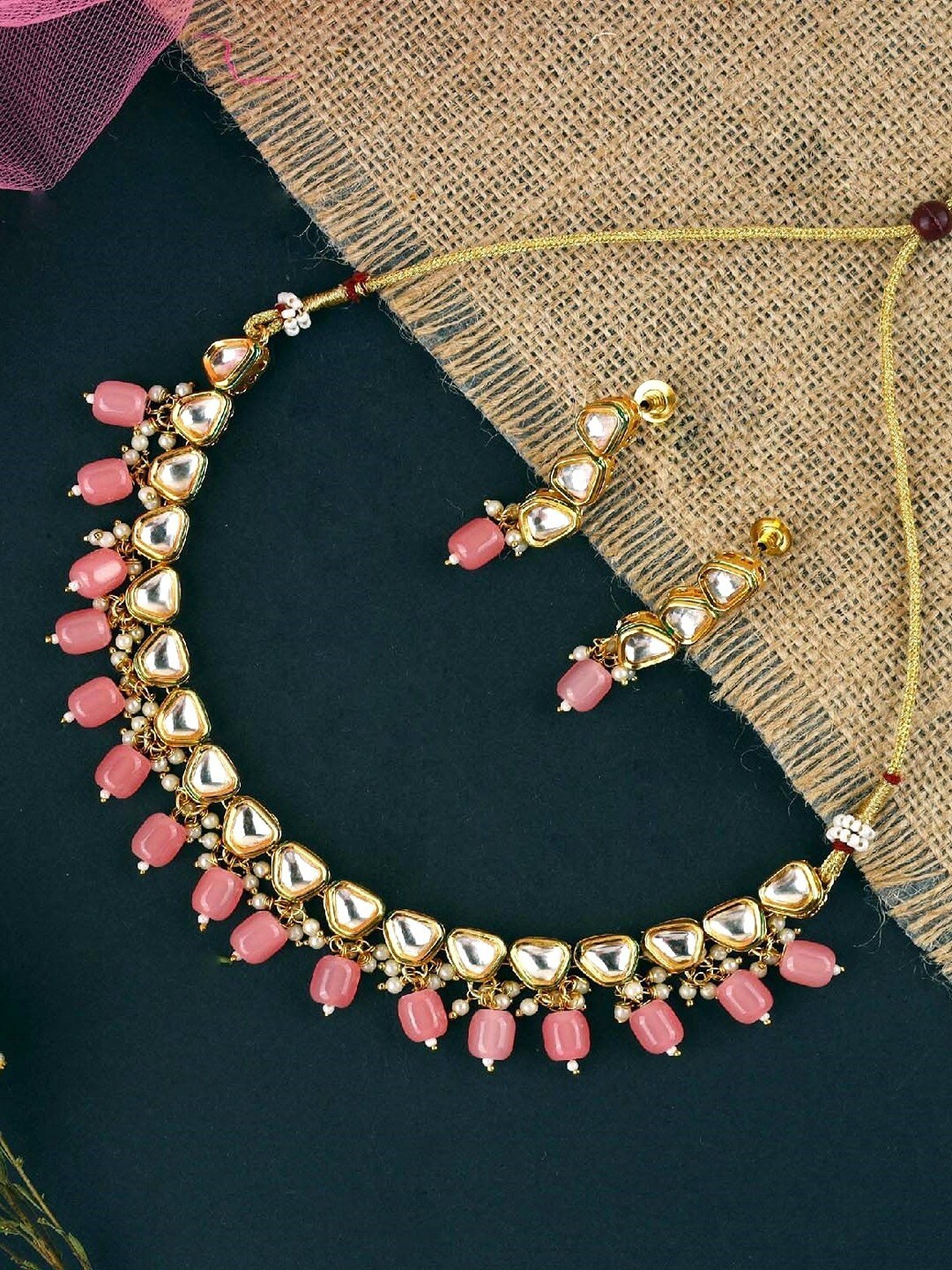 

SwaDev Gold-Plated AD-Studded Choker Jewellery Set