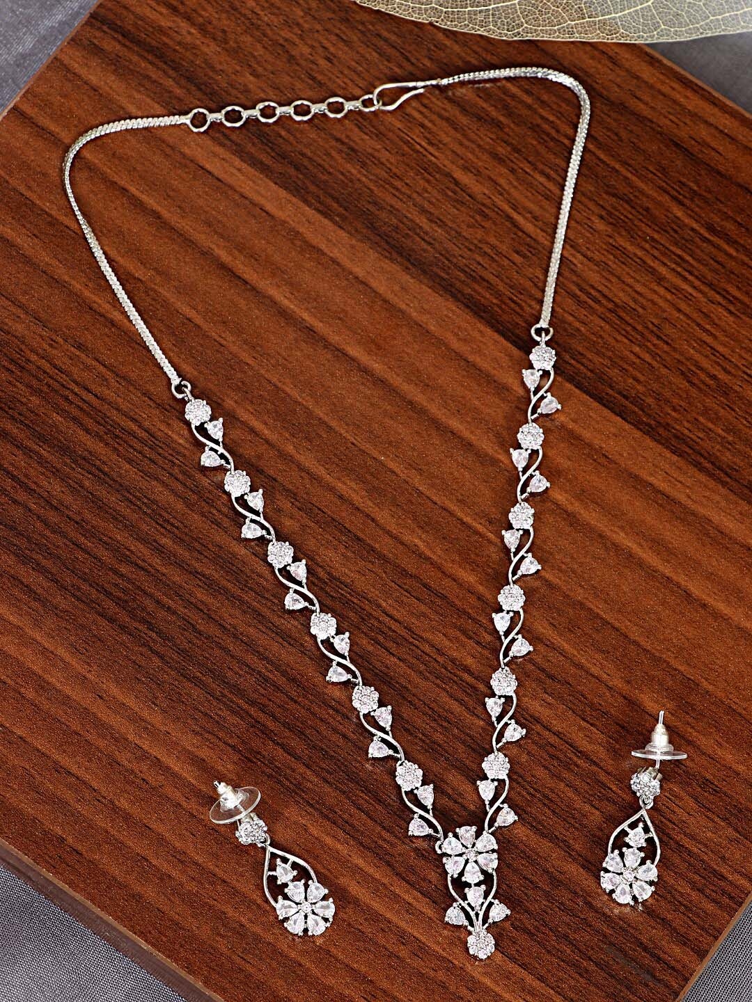 

SwaDev Silver-Plated & AD Studded Jewellery Set