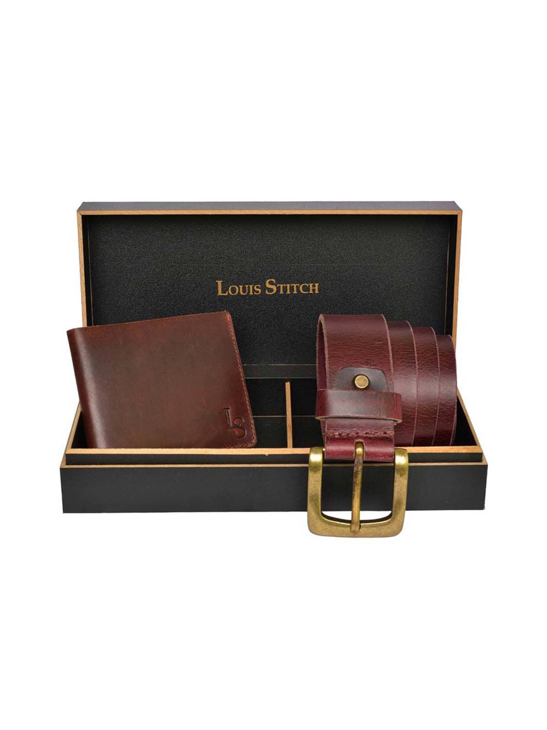 

LOUIS STITCH Men Genuine Leather Accessory Gift Set, Brown