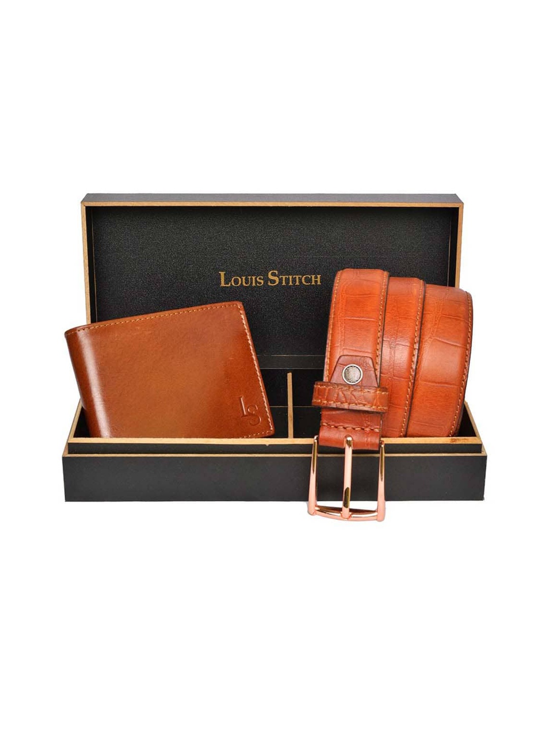 

LOUIS STITCH Men Genuine Leather Accessory Gift Set, Brown