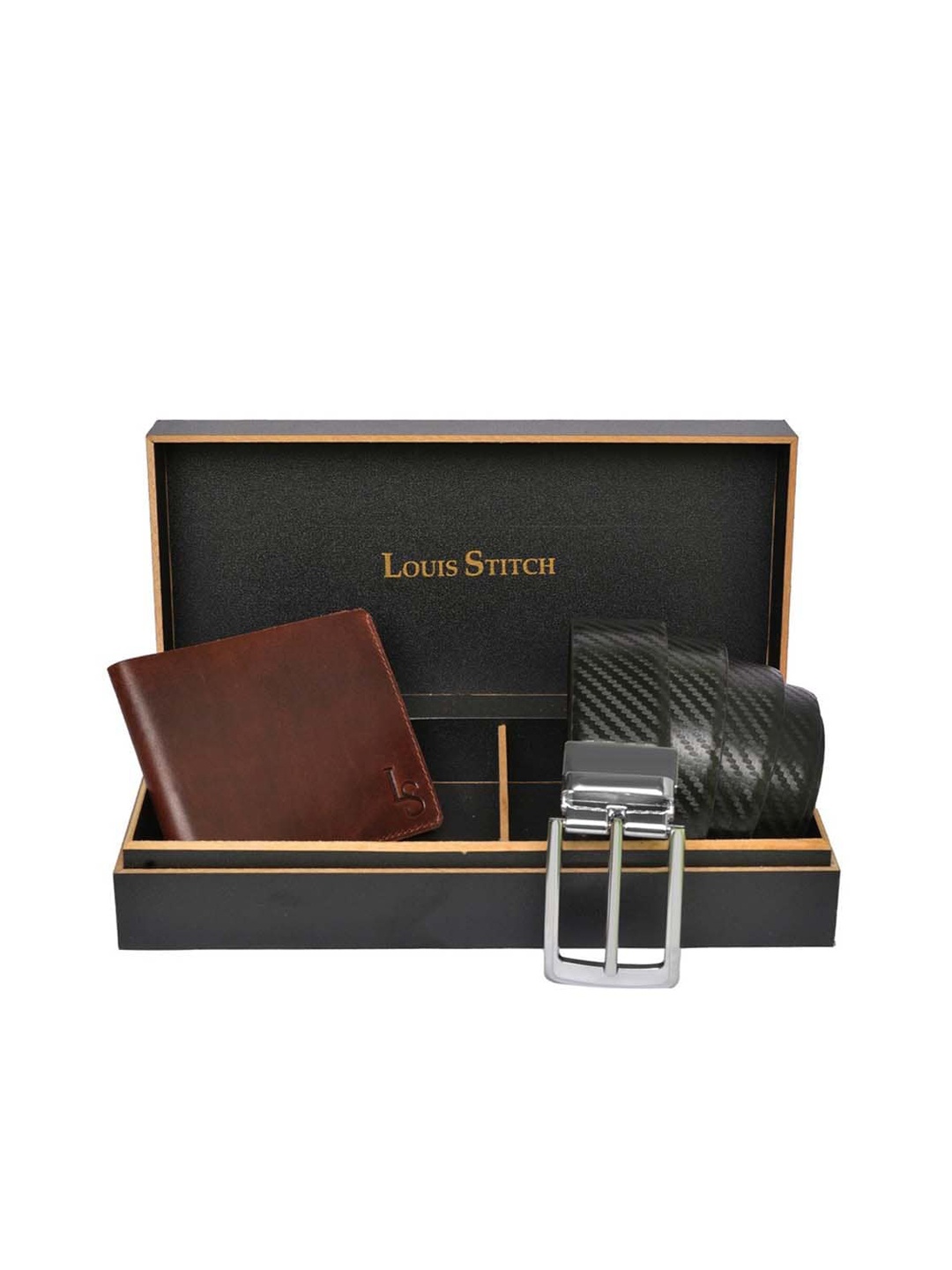 

LOUIS STITCH Men Genuine Leather Accessory Gift Set, Brown