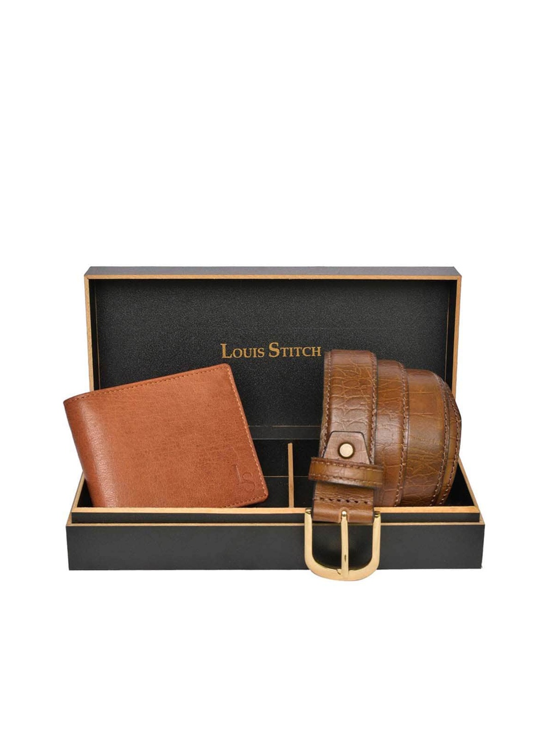 

LOUIS STITCH Men Genuine Leather Accessory Gift Set, Brown