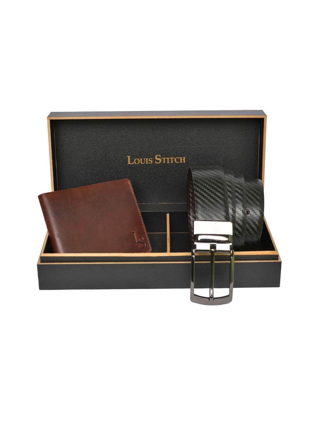 

LOUIS STITCH Men Genuine Leather Accessory Gift Set, Brown