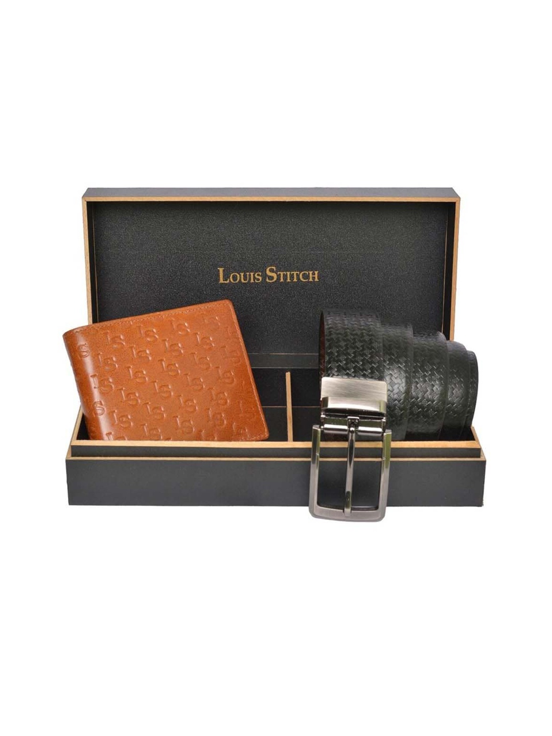 

LOUIS STITCH Men Genuine Leather Accessory Gift Set, Brown