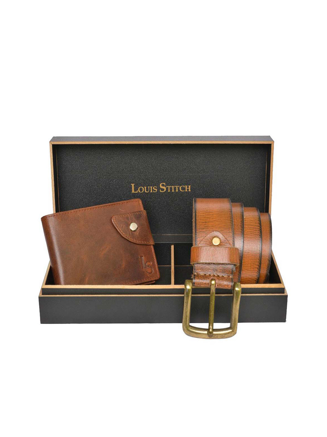 

LOUIS STITCH Men Leather Accessory Gift Set, Brown