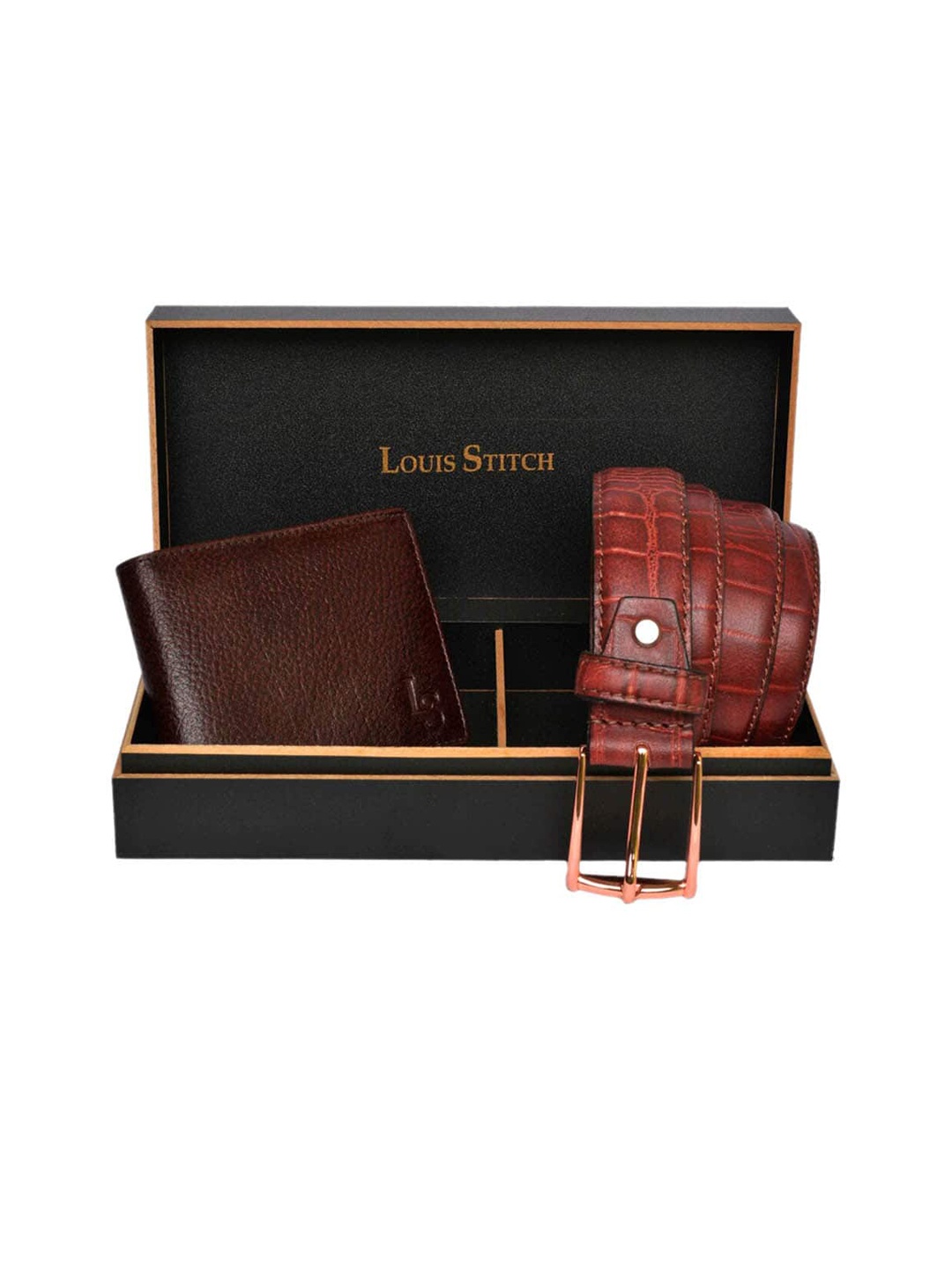 

LOUIS STITCH Men Genuine Leather Accessory Gift Set, Brown