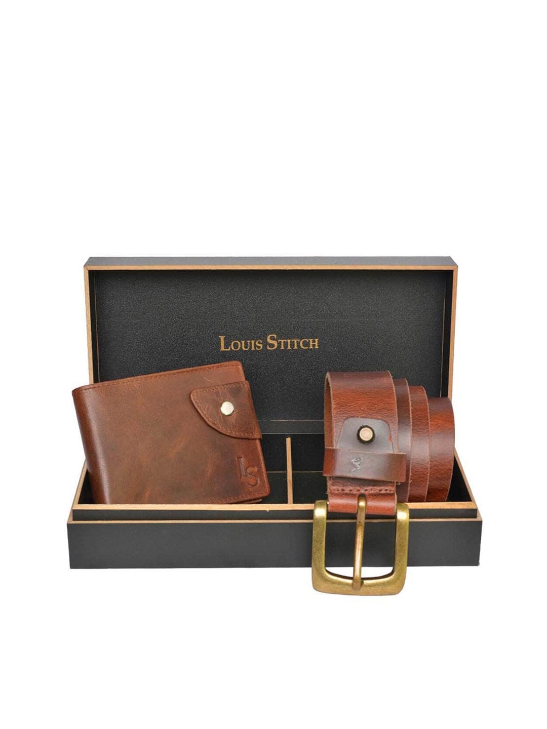 

LOUIS STITCH Men Leather Accessory Gift Set, Brown