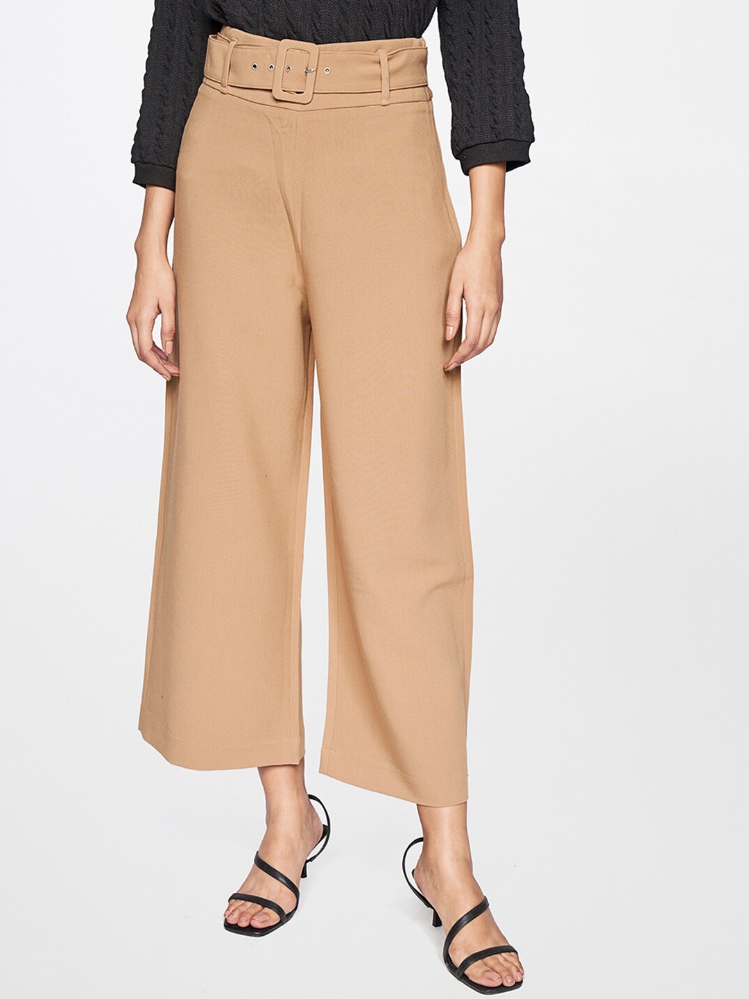 

AND Women Women Flared Trousers, Beige