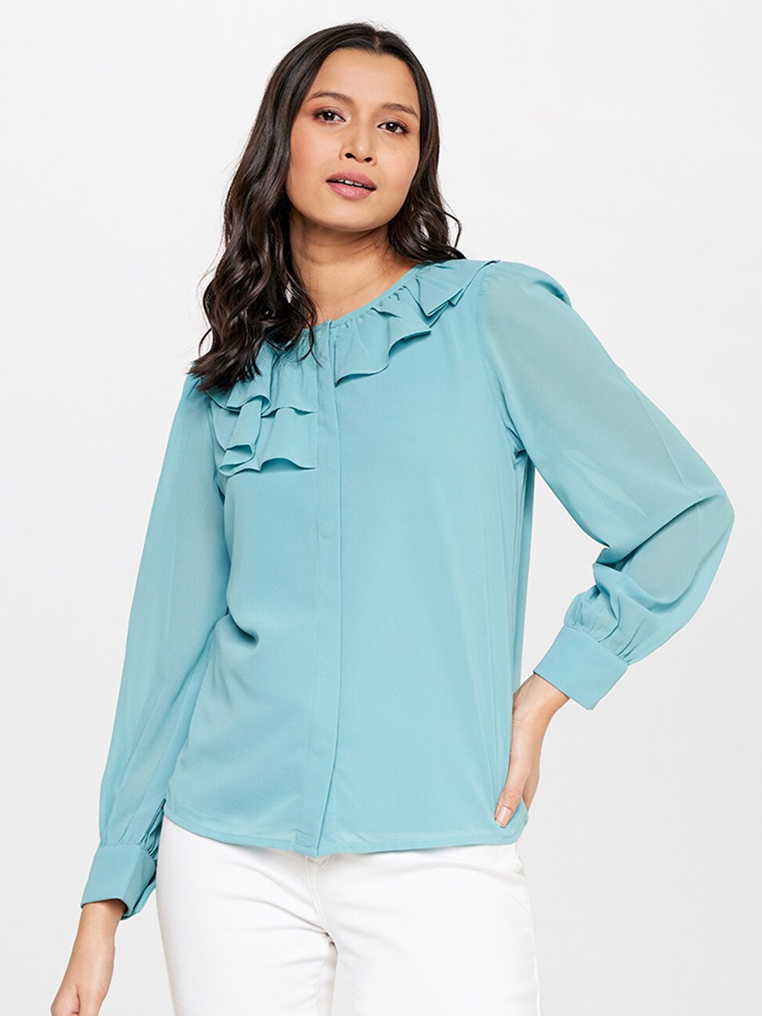 

AND Green Cuffed Sleeves Top