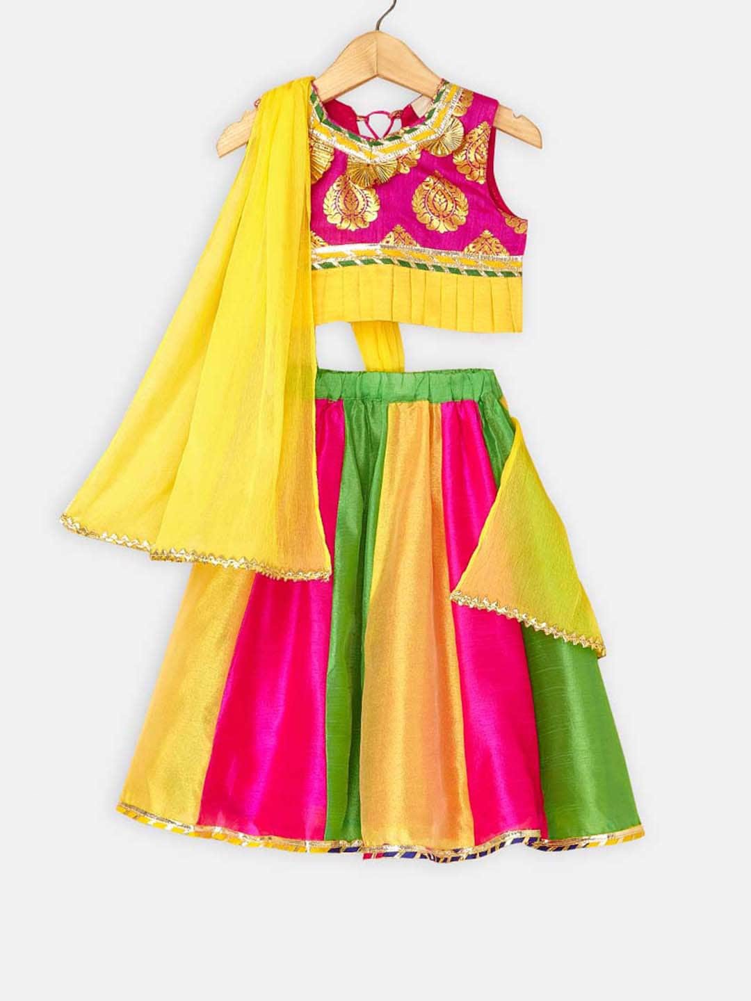 

Hopscotch Girls Printed Thread Work Ready to Wear Lehenga & Blouse With Dupatta, Pink