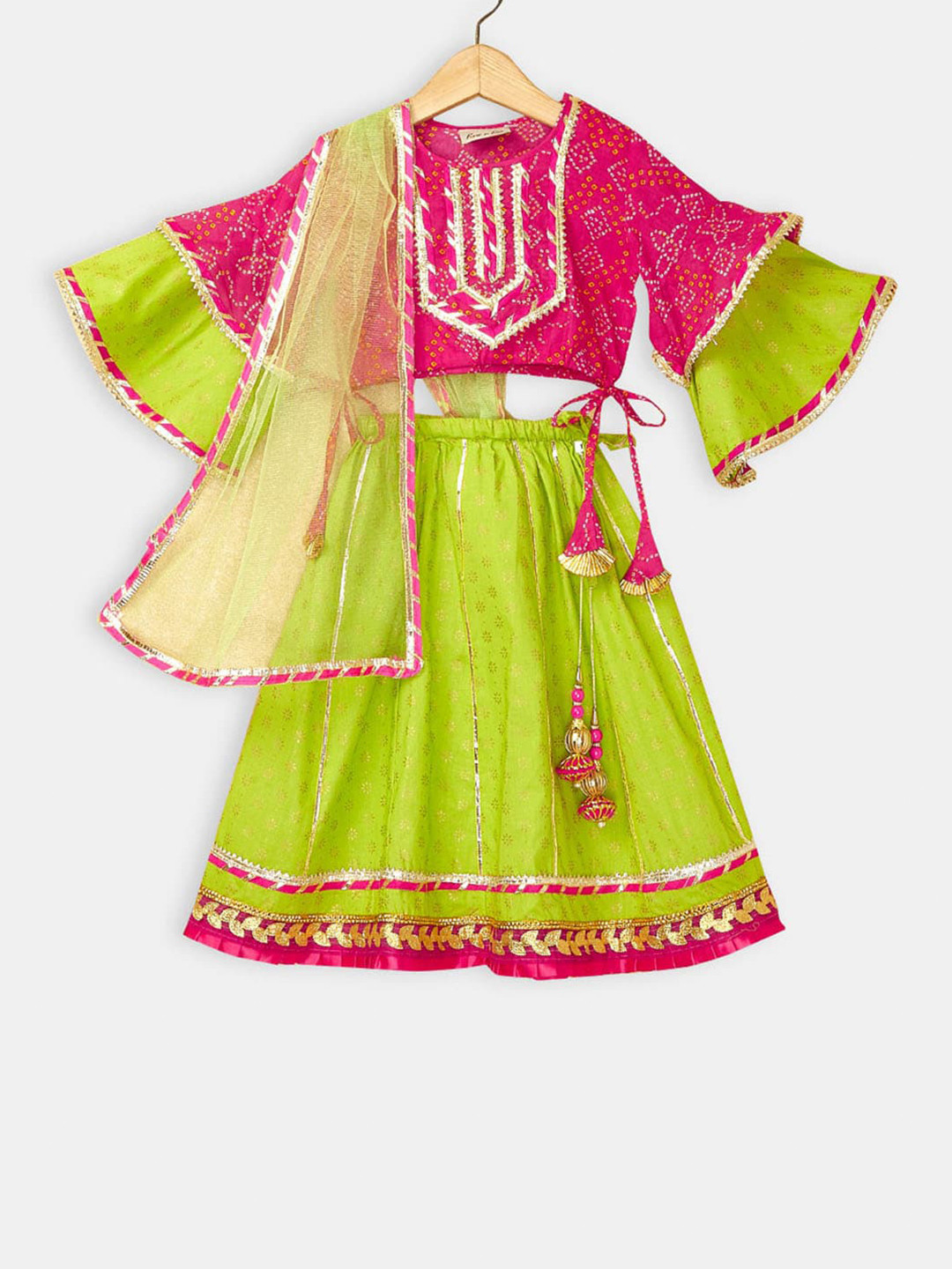 

Hopscotch Girls Printed Ready to Wear Lehenga & Blouse With Dupatta, Pink