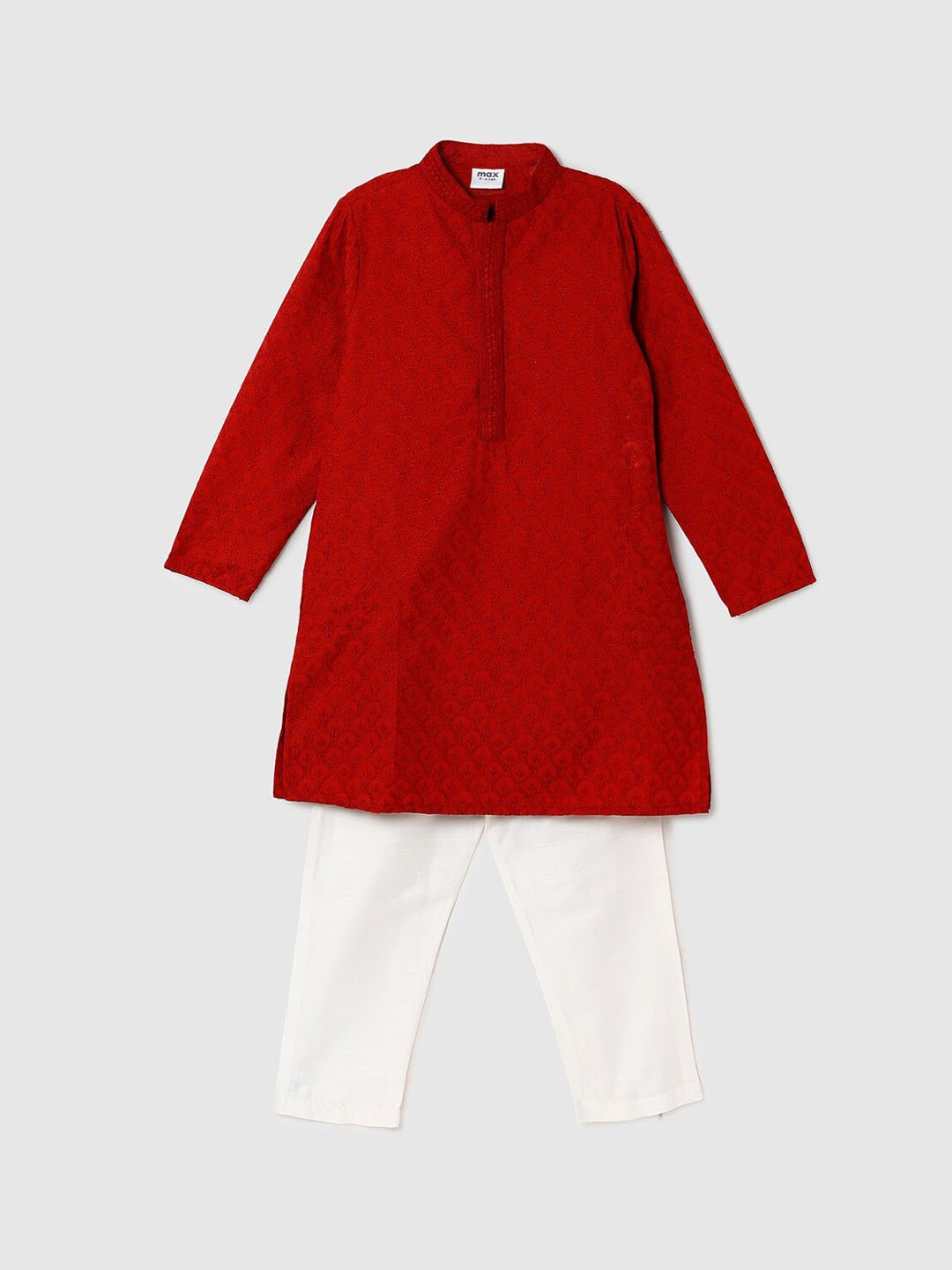 

max Boys Pure Cotton Kurta with Pyjamas, Burgundy