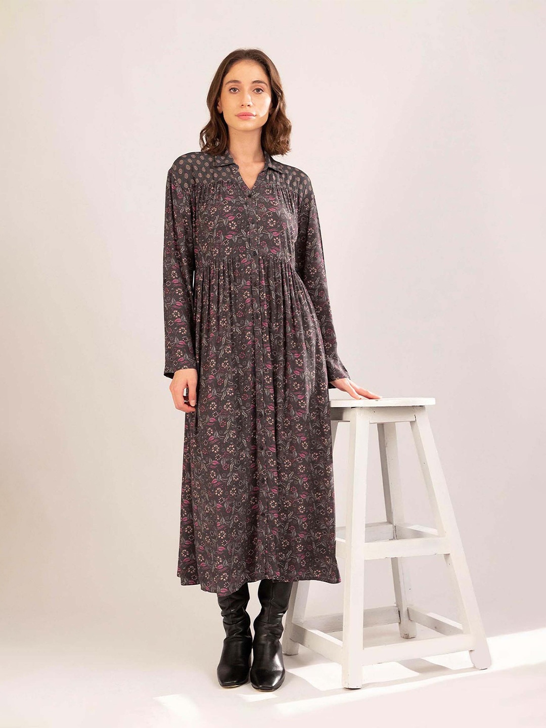 

B.Copenhagen Floral Maxi Dress, Brown