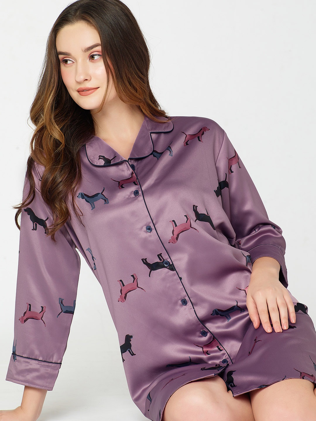 

I like me Printed Nightdress, Purple