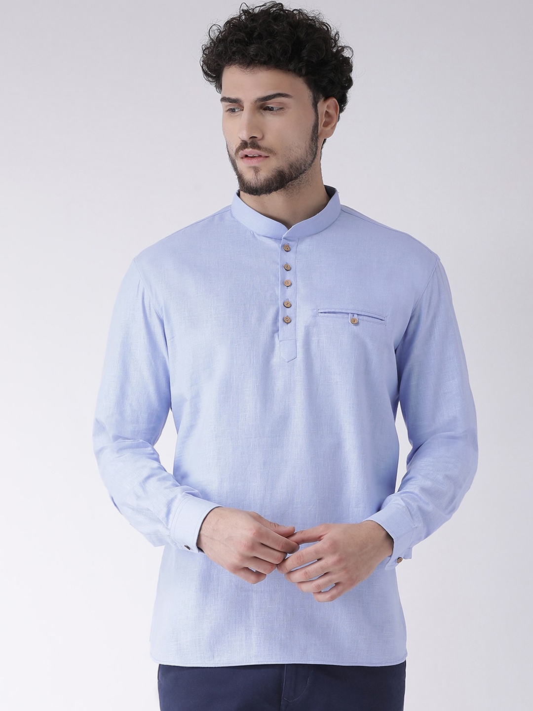 

TABARD Men Cotton Solid Kurta, Blue