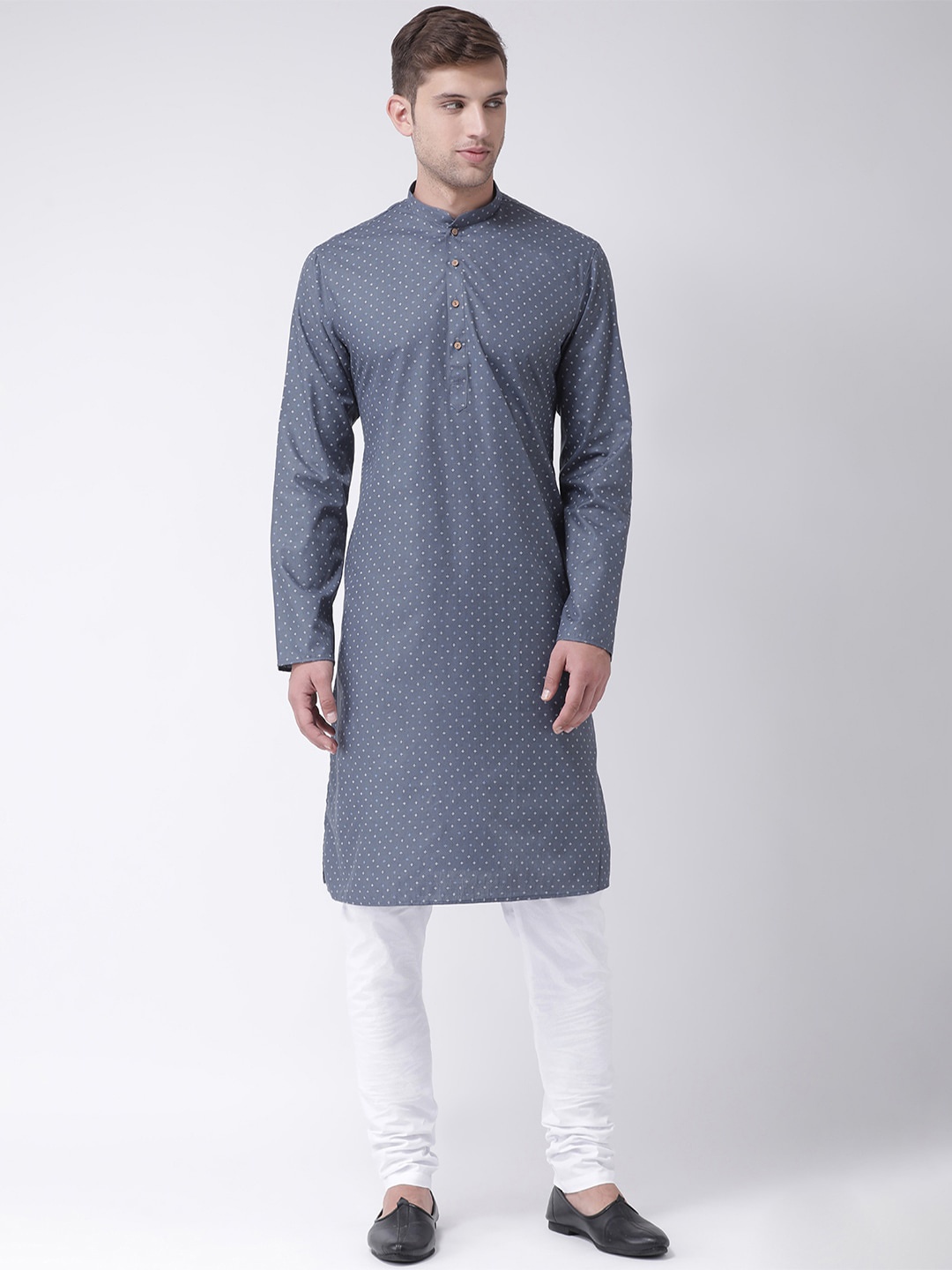 

TABARD Floral Printed Mandarin Collar Cotton Kurta, Blue