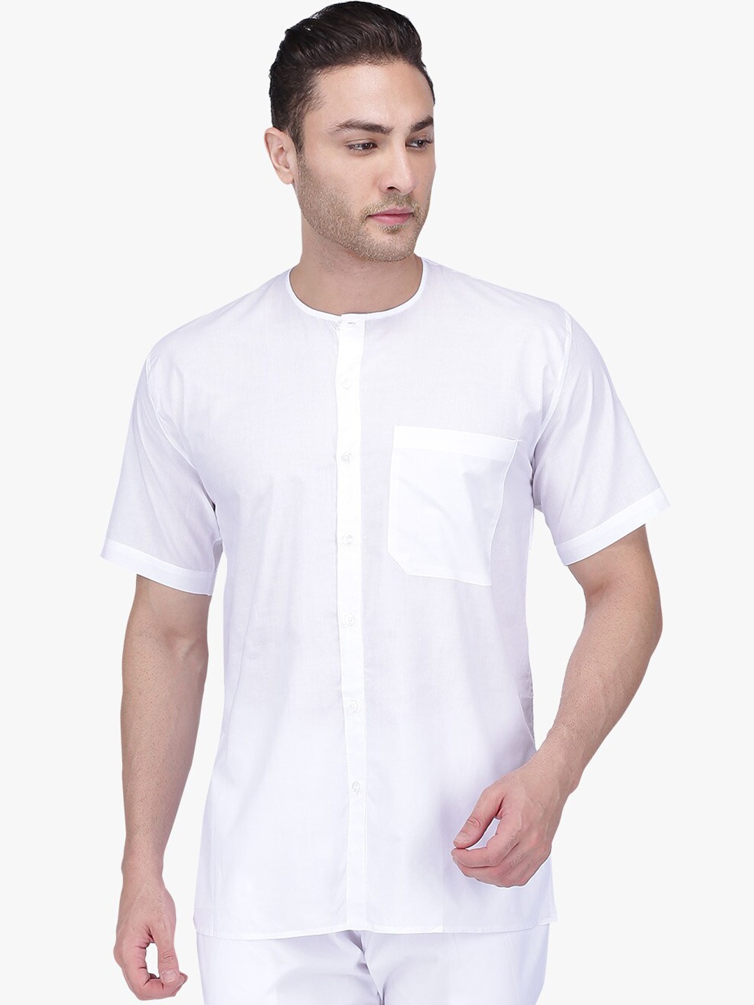 

RAJUBHAI HARGOVINDAS Mandarin Collar Cotton Kurta, White