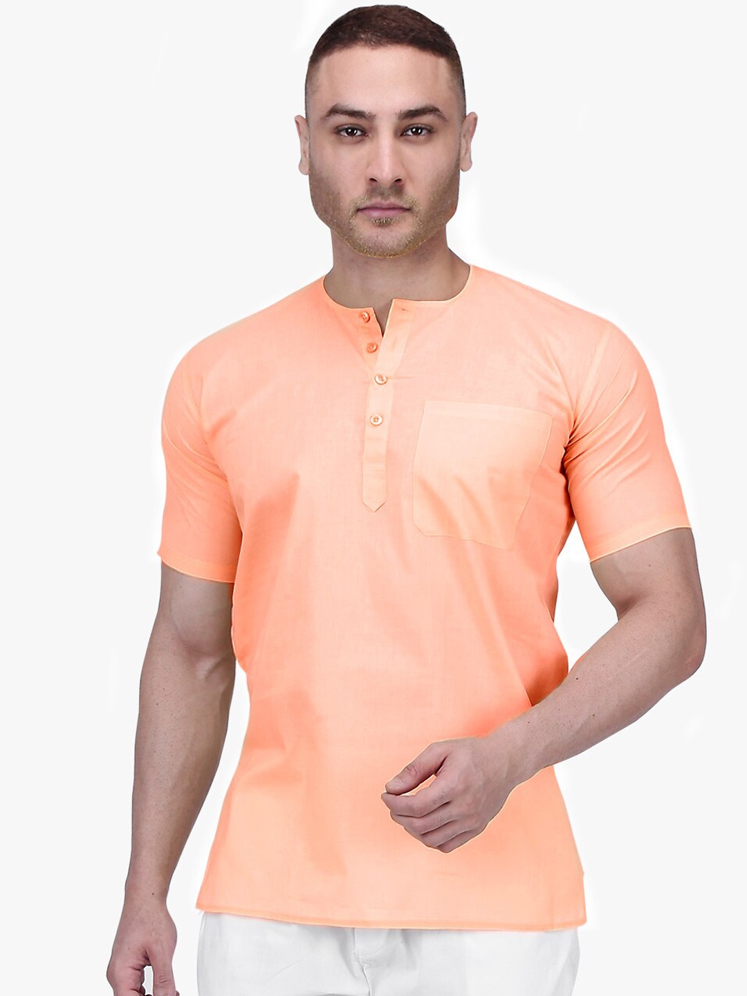 

RAJUBHAI HARGOVINDAS Straight Regular Cotton Kurta, Orange