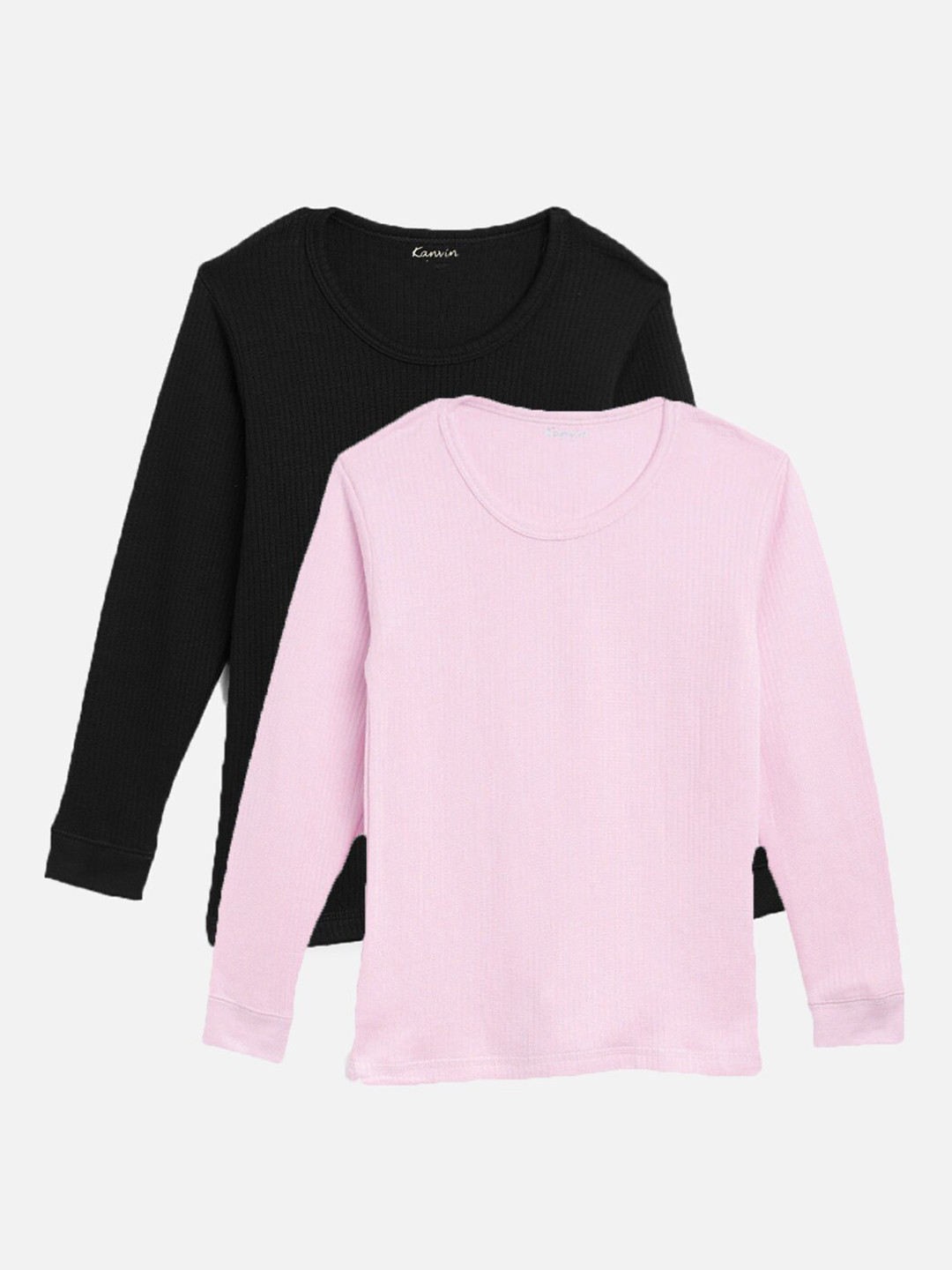 

Kanvin Boys Pack Of 2 Ribbed Long-Sleeves Thermal Tops, Pink