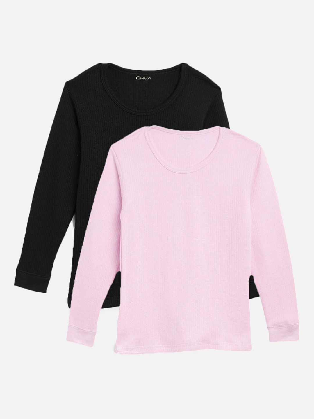 

Kanvin Boys Pack Of 2 Ribbed Long-Sleeves Thermal Tops, Pink