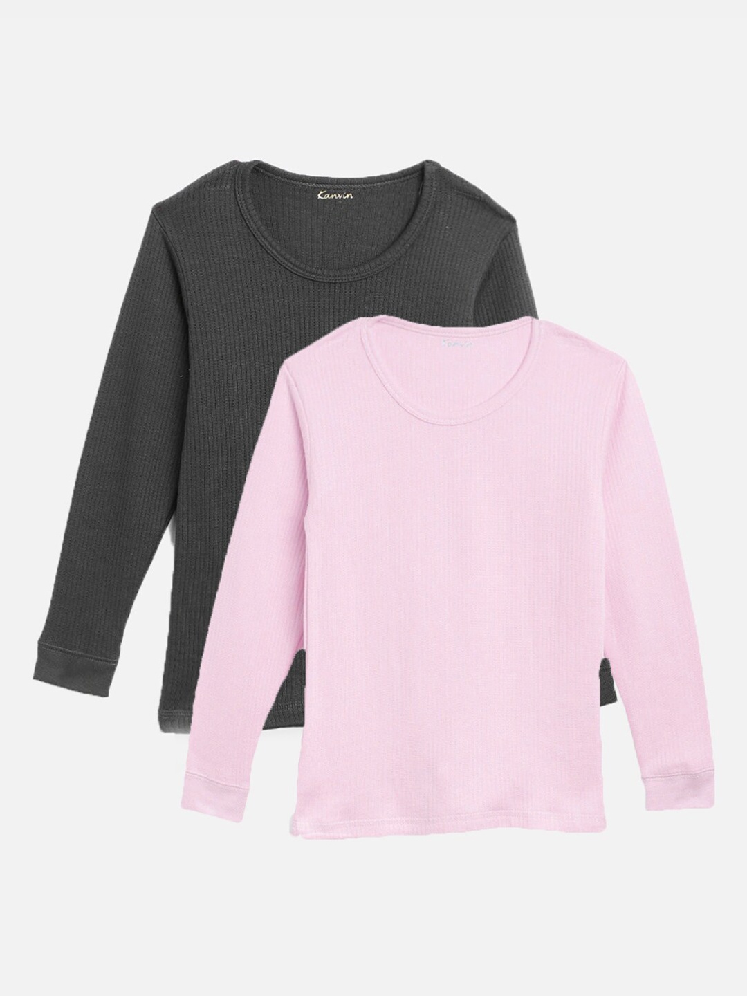 

Kanvin Boys Pack Of 2 Ribbed Long Sleeves Thermal Tops, Pink