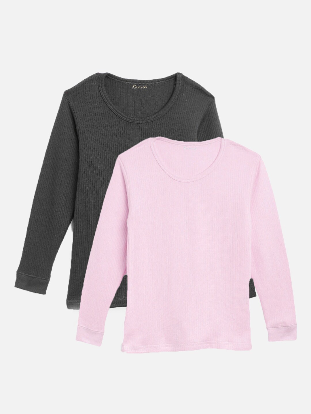 

Kanvin Boys Pack Of 2 Ribbed Long-Sleeves Thermal Tops, Pink