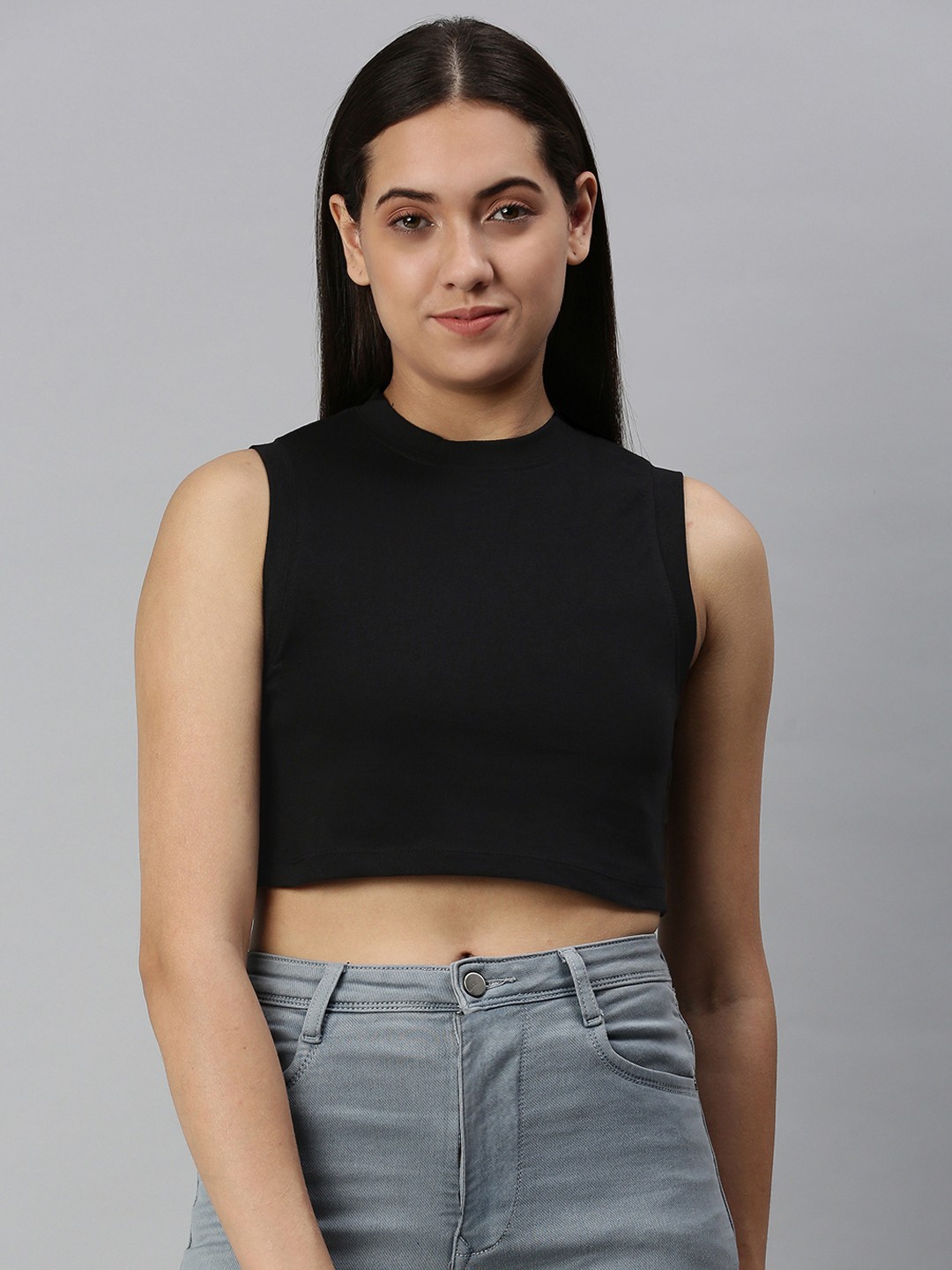 

Huetrap Women Slim Fit Crop T-shirt, Black