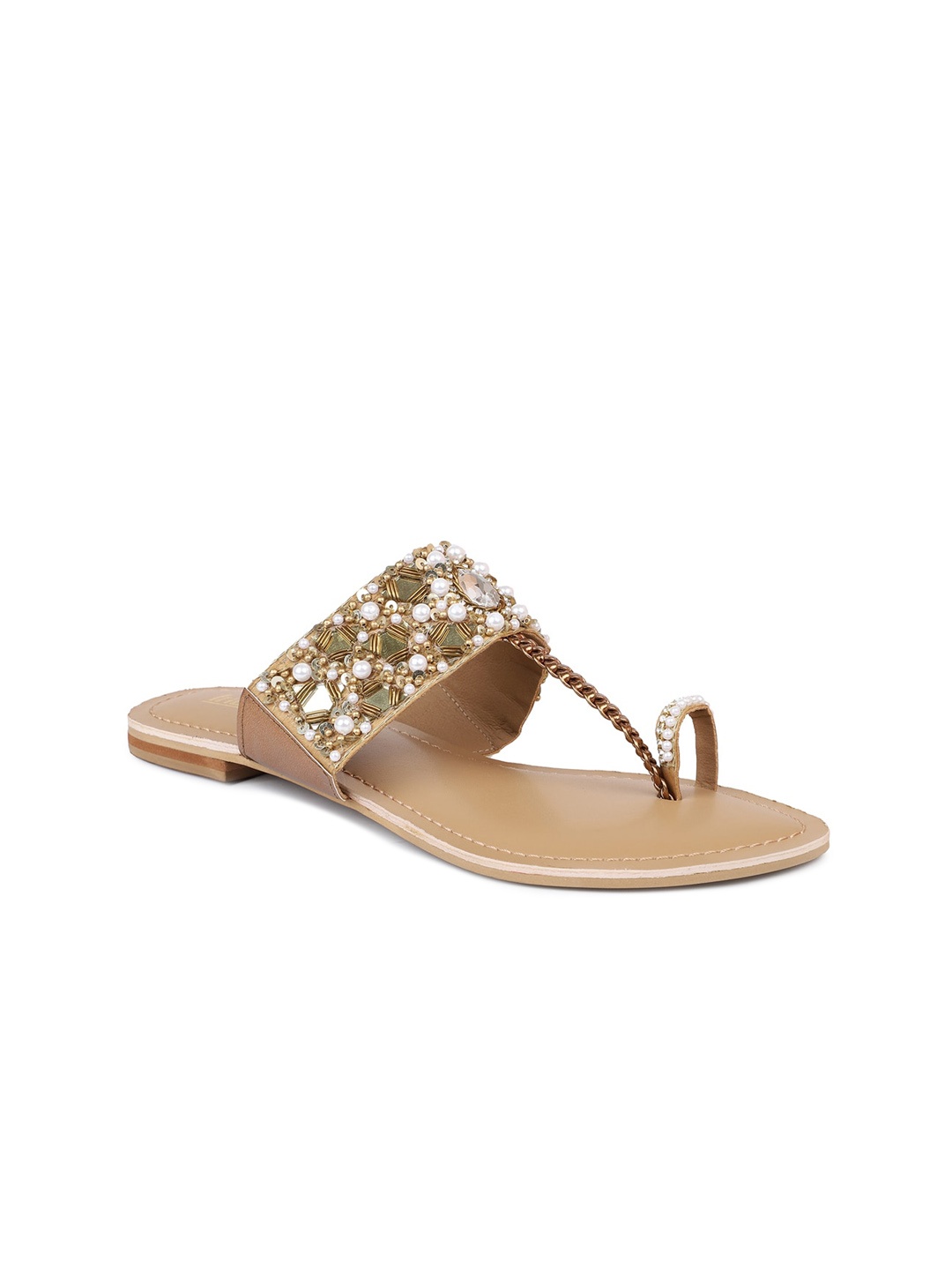 

Inc 5 Women Ethnic One Toe Flats, Gold