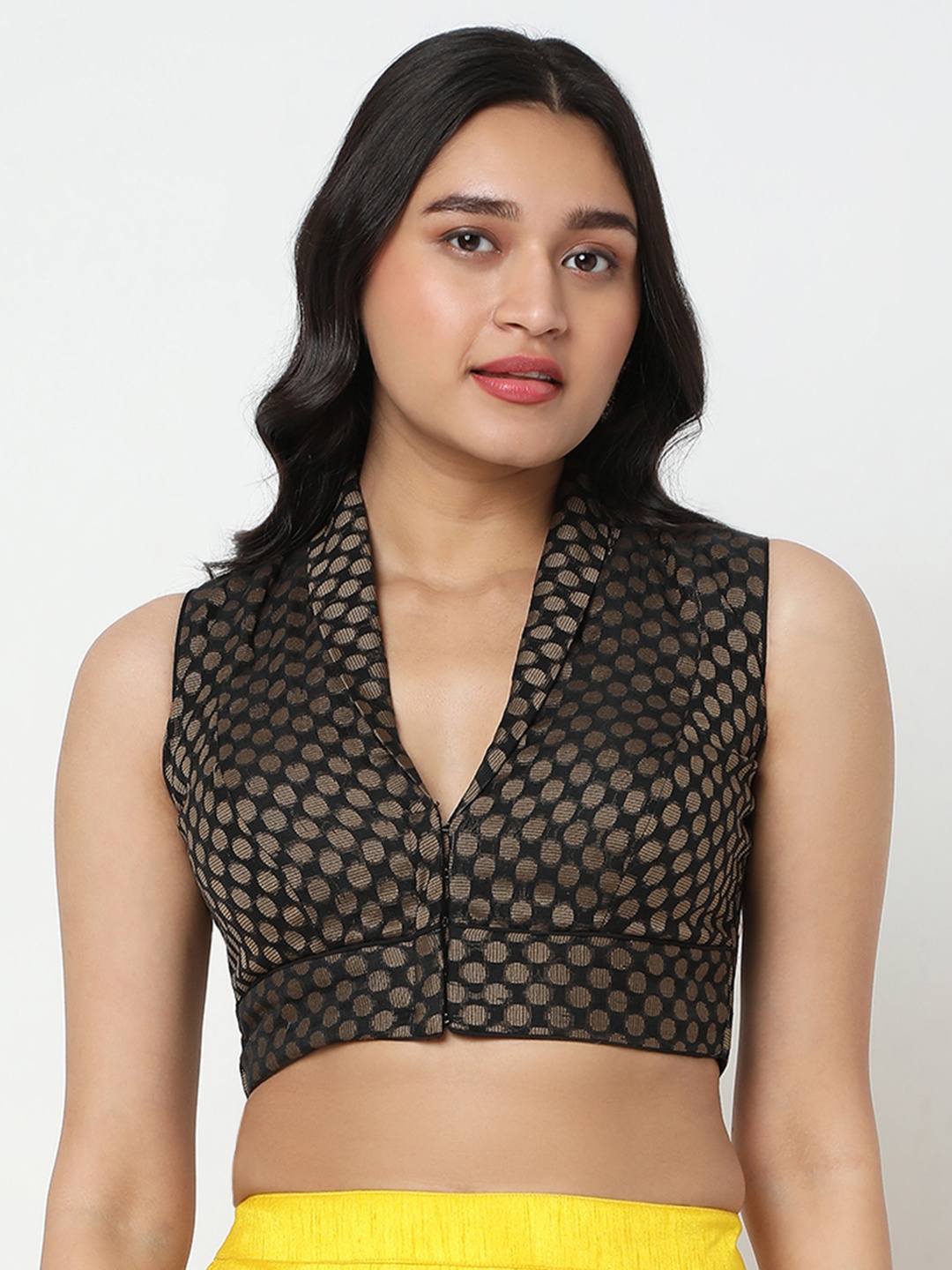 

SALWAR STUDIO Sleeveless Saree Blouse, Black