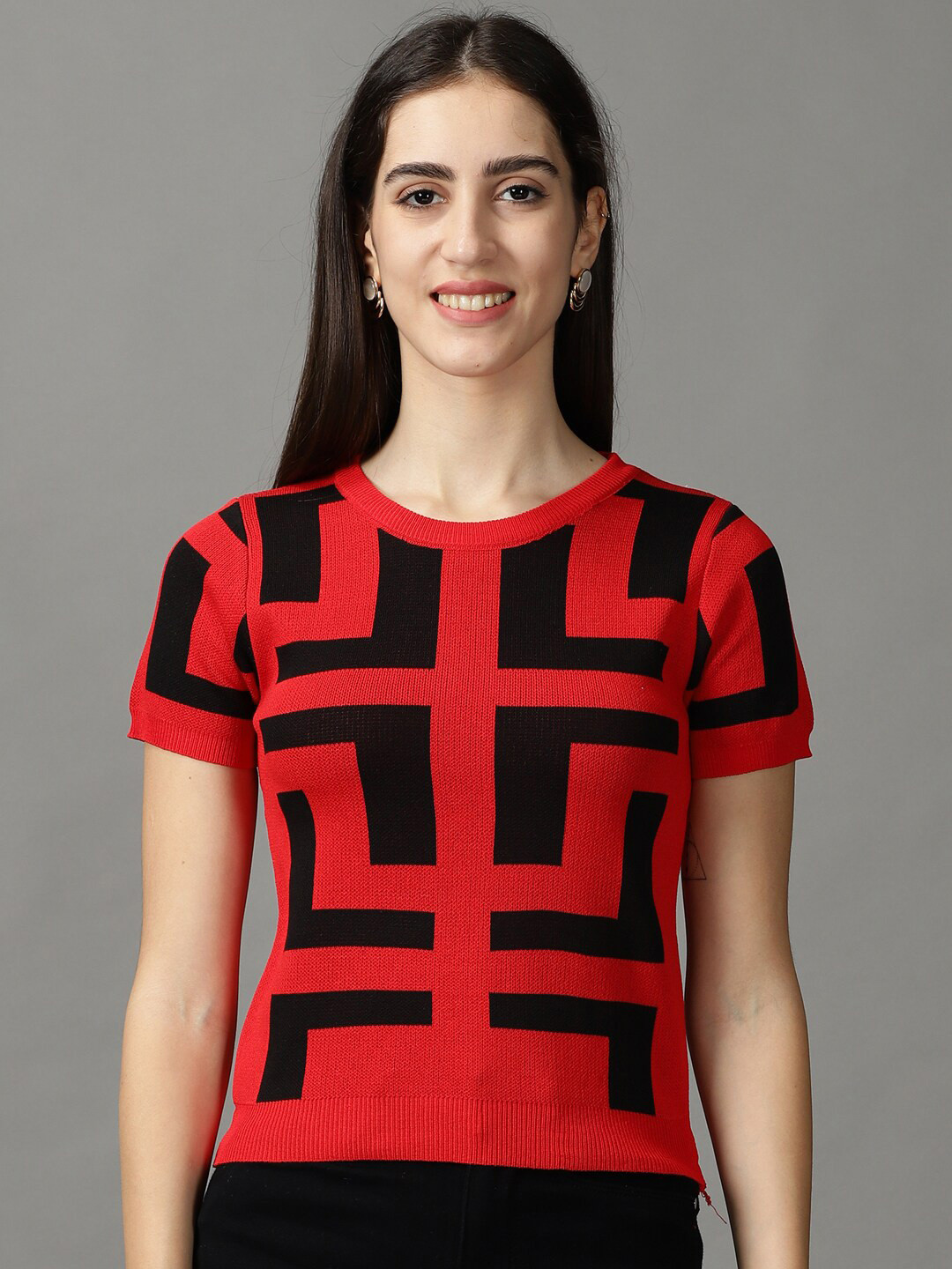 

SHOWOFF Geometric Print Top, Red