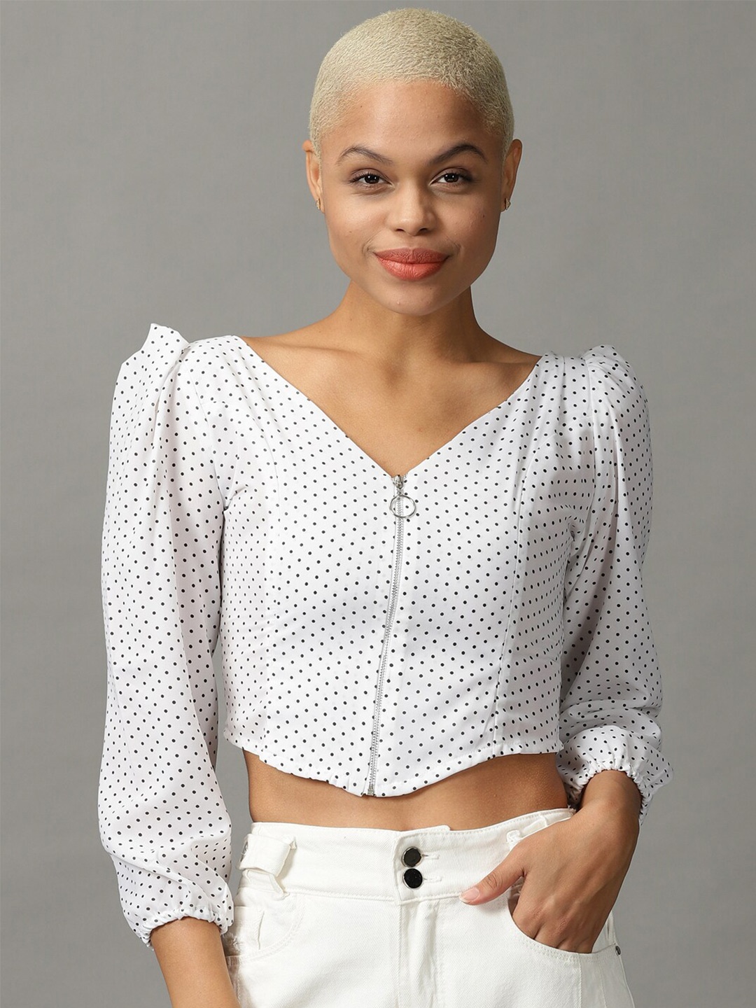 

SHOWOFF Print Georgette Top, White