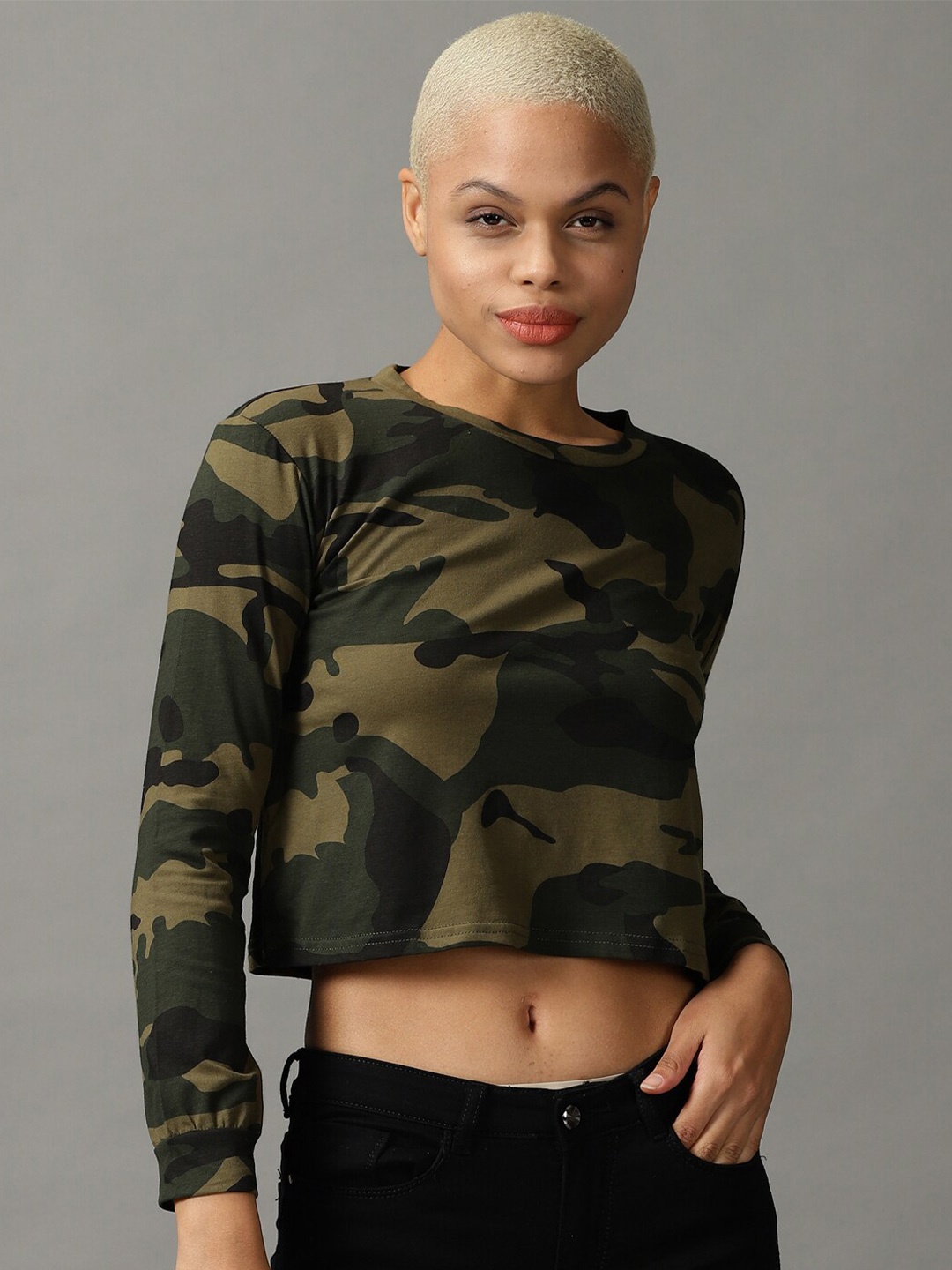 

SHOWOFF Women Printed Top, Olive