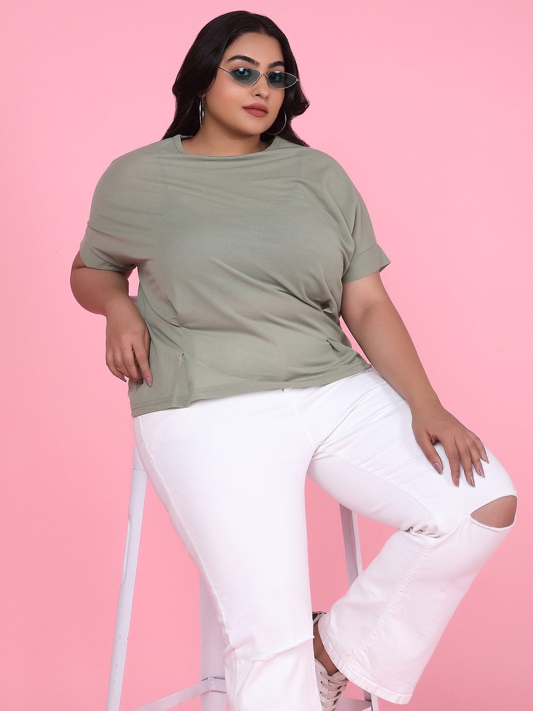 

SHOWOFF Women Extended Sleeves T-shirt, Olive
