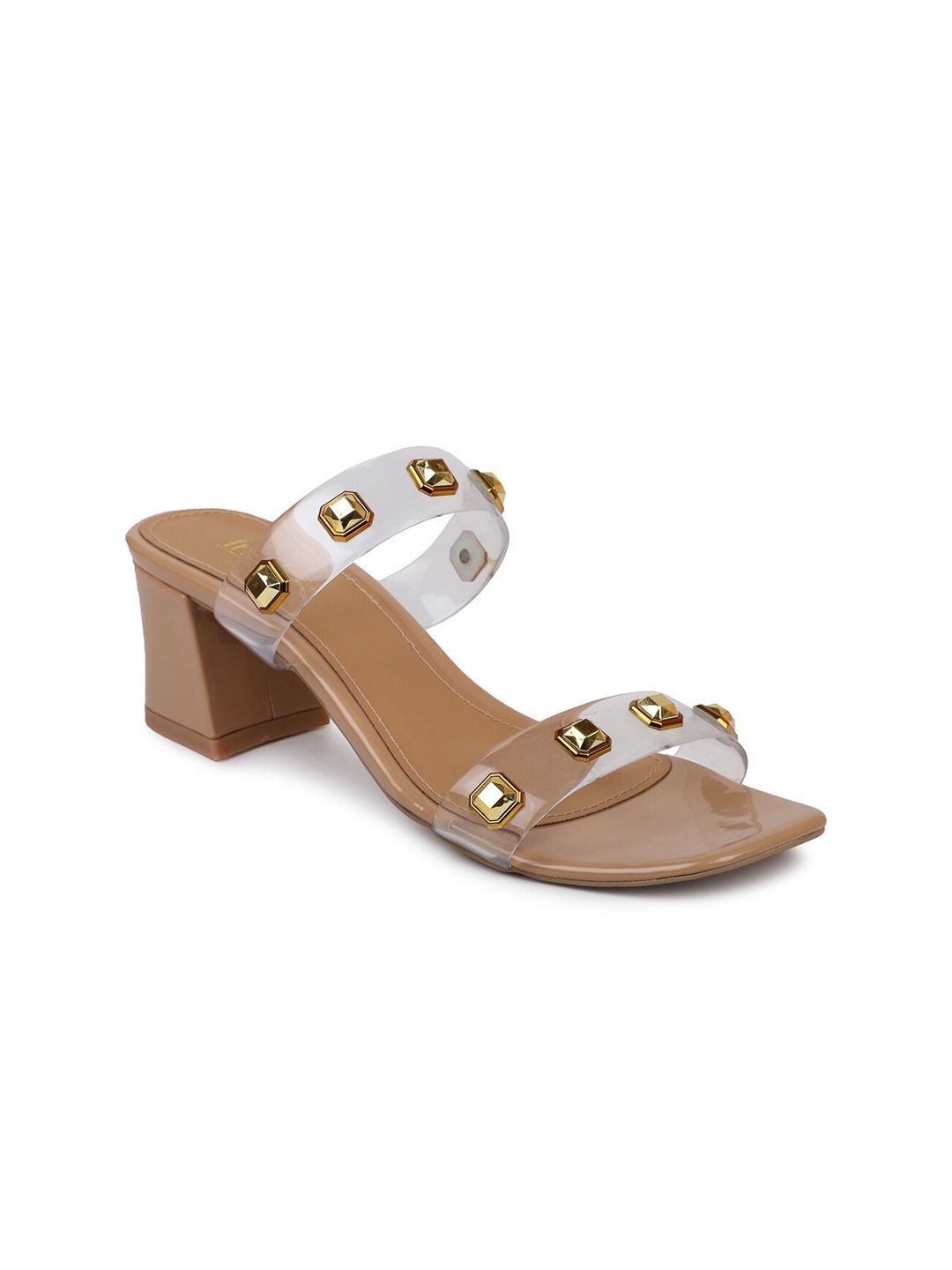 

Inc 5 Embellished Ethnic Block Sandals, Beige