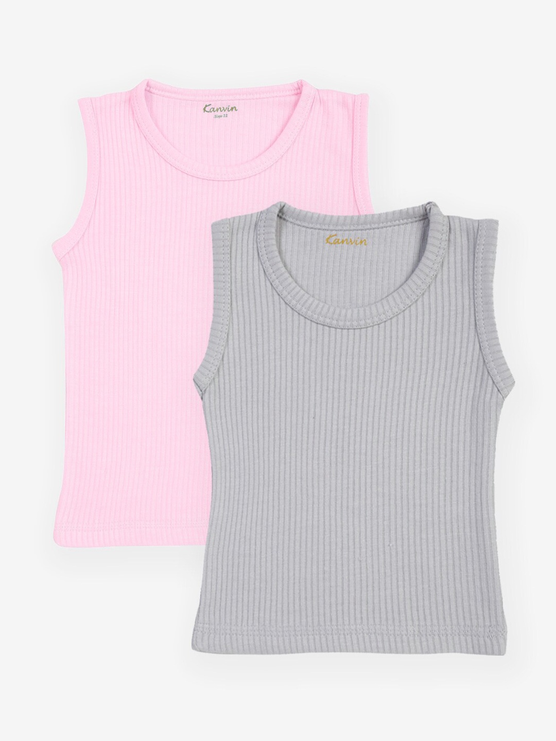 

Kanvin Boys Pack Of 2 Striped Sleeveless Thermal Tops, Pink