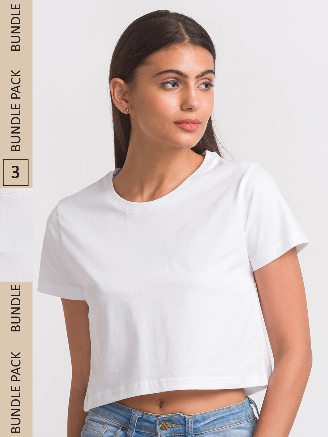 

FashionRack Women White Cotton T-shirt Pack of 3