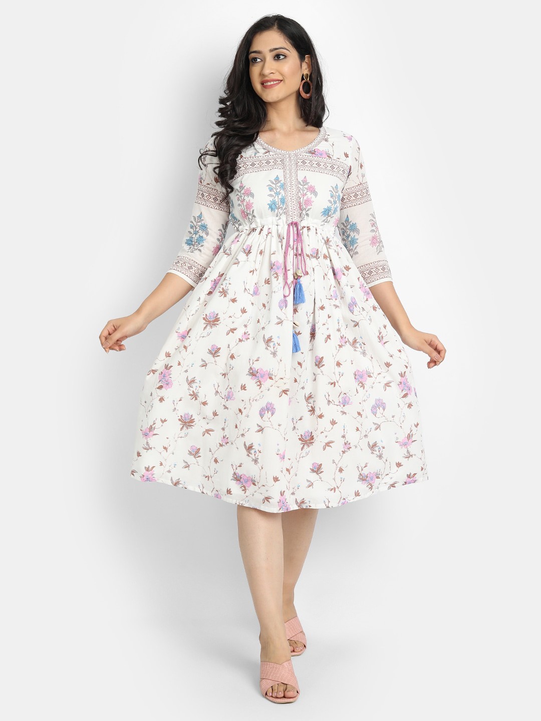 

SUTI Ethnic Motifs Printed Cotton Dress, White