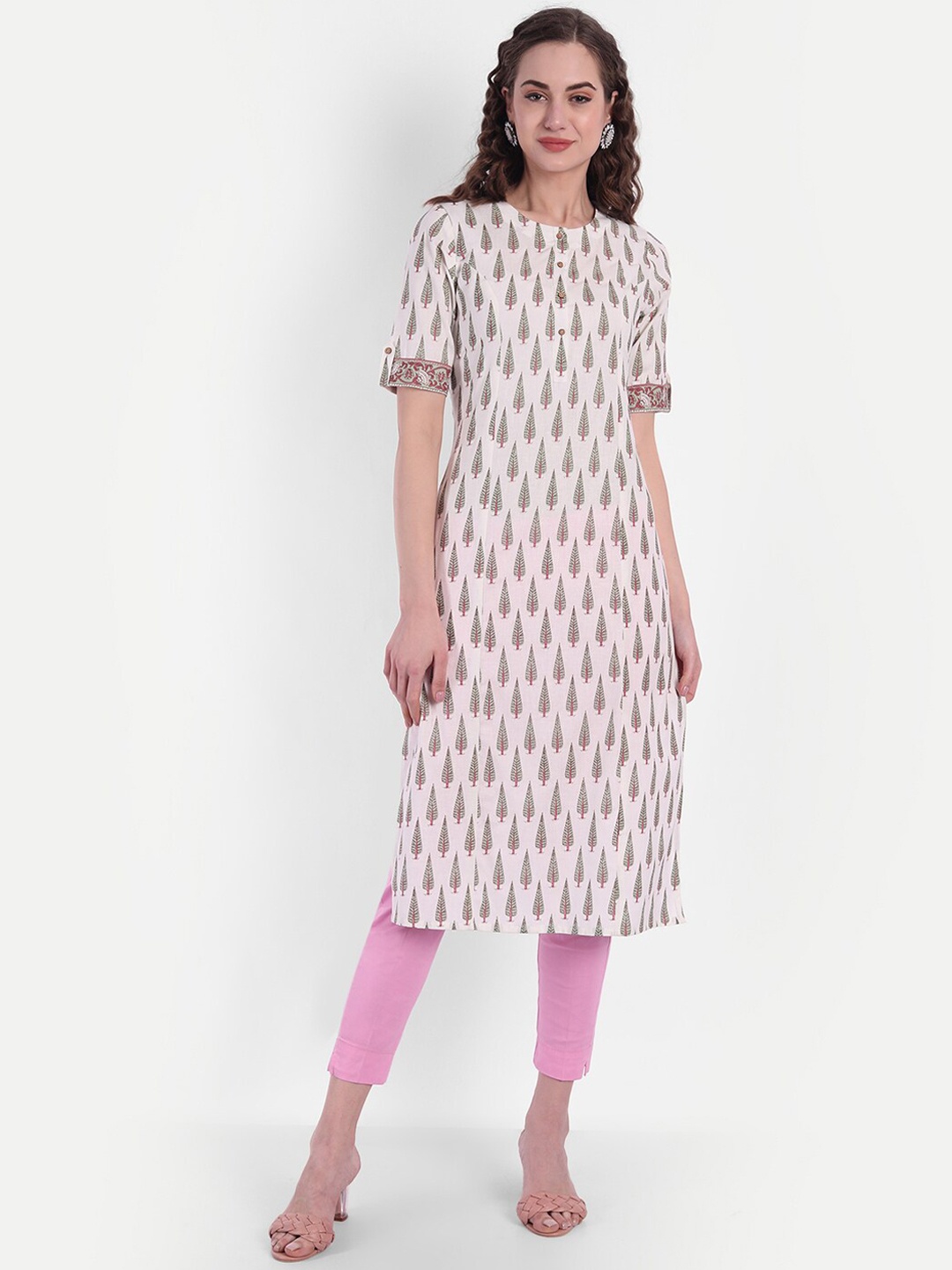 

SUTI Ethnic Printed Cotton Kurta, Off white