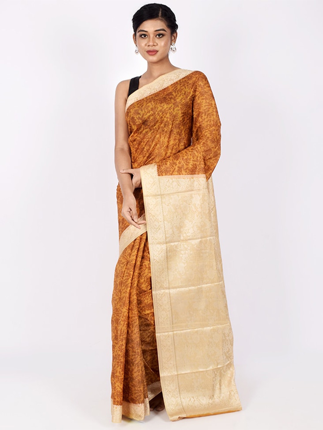 

AllSilks Yellow & Beige Floral Zari Pure Silk Saree