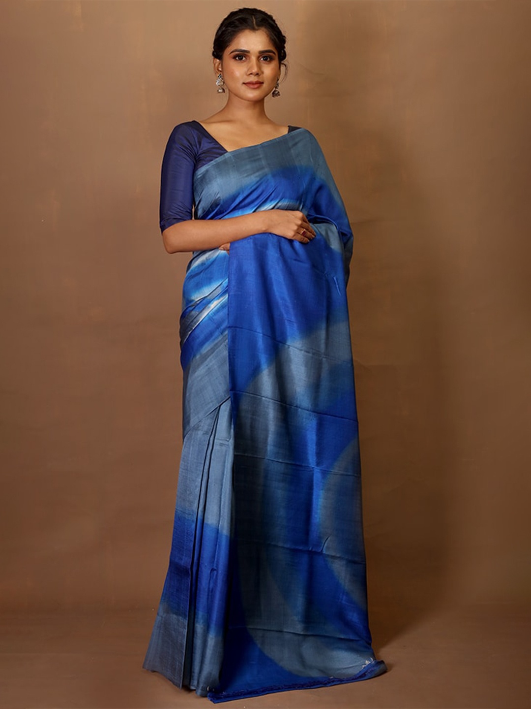 

AllSilks Blue & White Pure Silk Saree