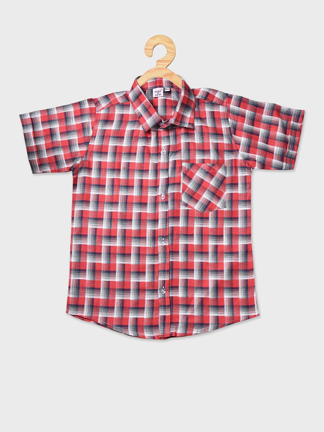 

POMY & JINNY Boys Comfort Slim Fit Checked Casual Shirt, Red