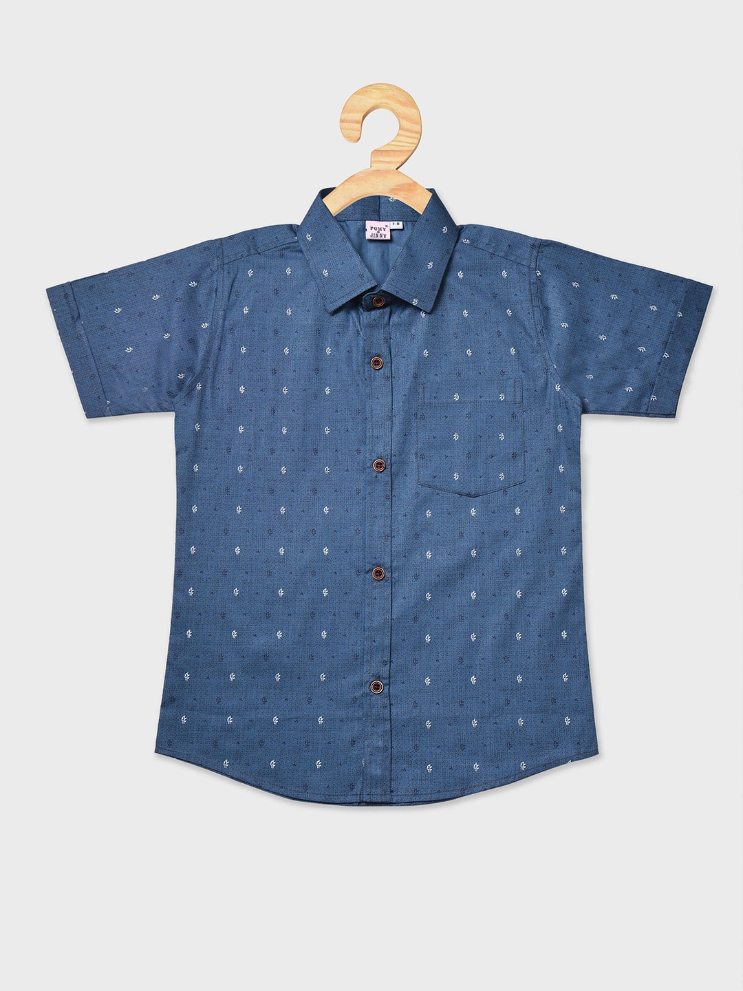 

POMY & JINNY Boys Comfort Slim Fit Printed Casual Shirt, Navy blue