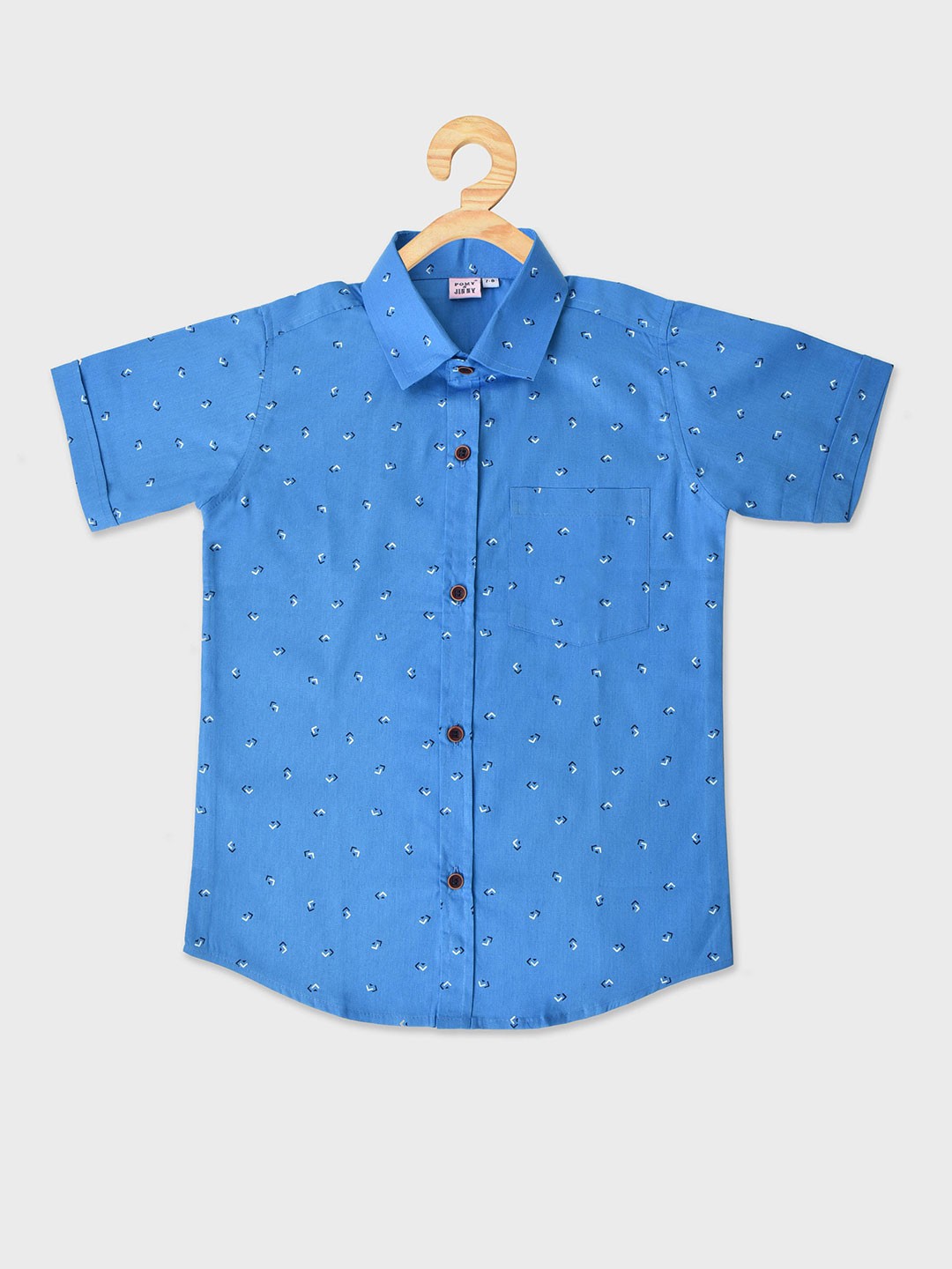 

POMY & JINNY Boys Comfort Slim Fit Printed Casual Shirt, Blue