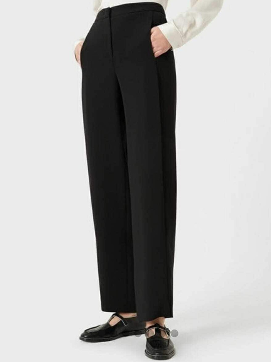

BROADSTAR Women Relaxed Straight Leg Loose Fit High-Rise Easy Wash Formal Trousers, Black