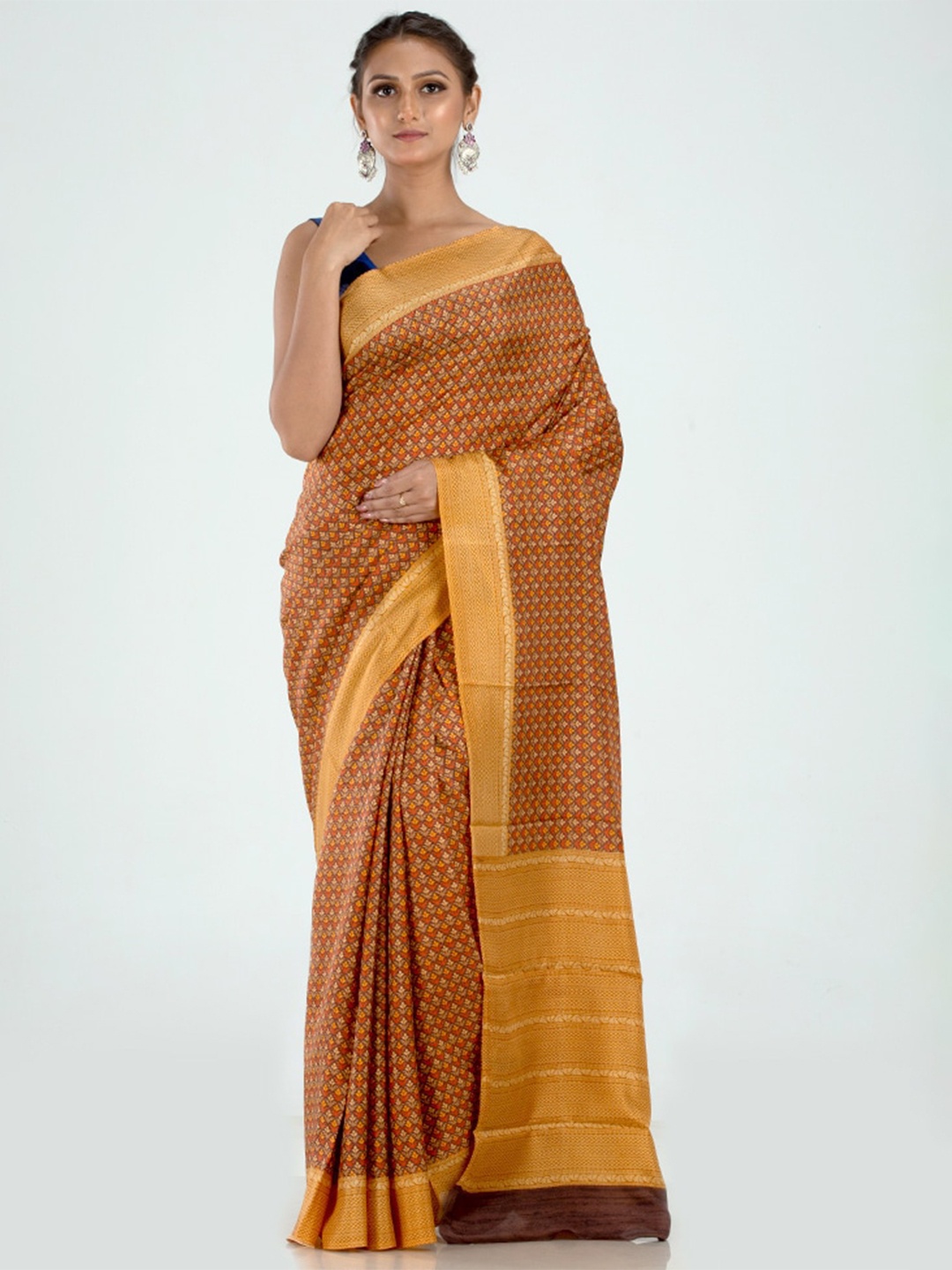 

AllSilks Floral Zari Pure Silk Saree, Rust