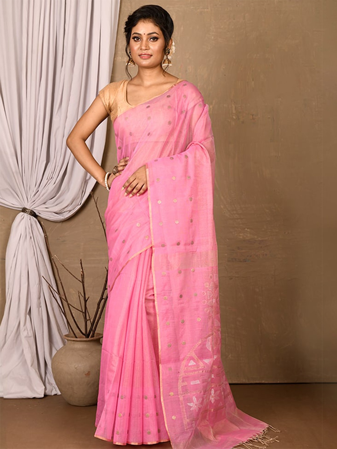 

AllSilks Zari Saree, Pink