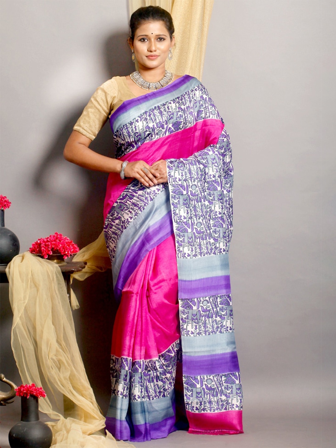 

AllSilks Pure Silk Saree, Blue
